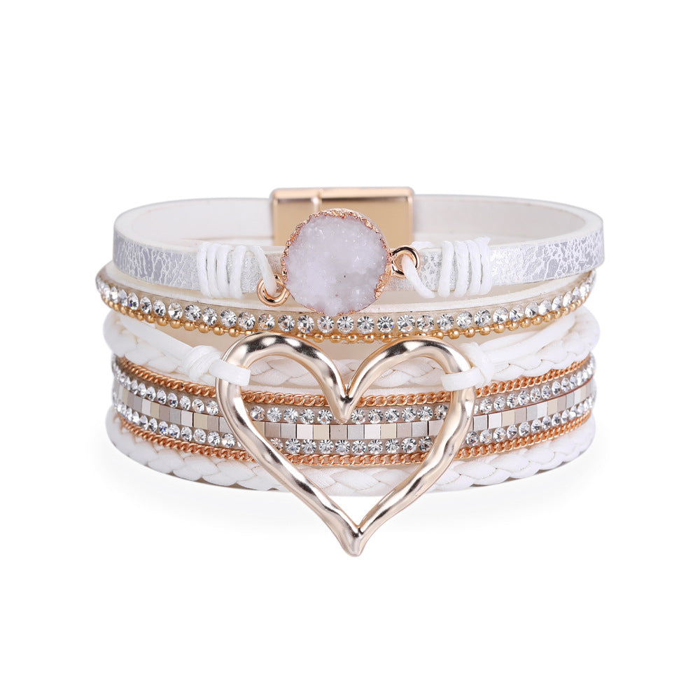 Bohemian Rhinestone Leather Bracelet — bracelet, view 5