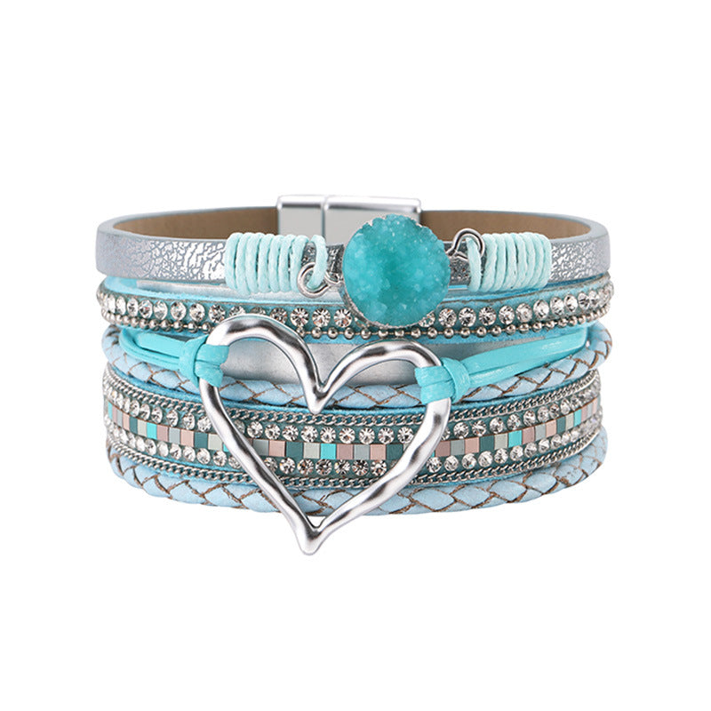 Bohemian Rhinestone Leather Bracelet — bracelet, view 8