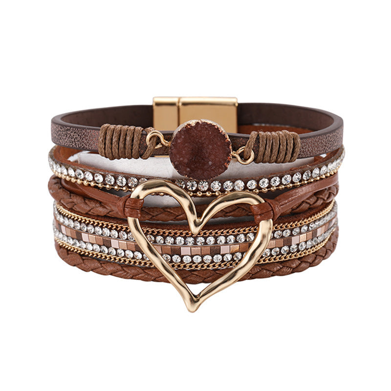 Bohemian Rhinestone Leather Bracelet — bracelet, view 9