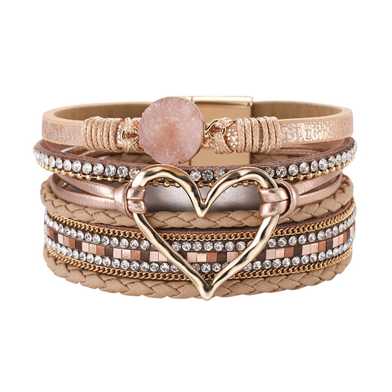 Bohemian Rhinestone Leather Bracelet — bracelet, view 10