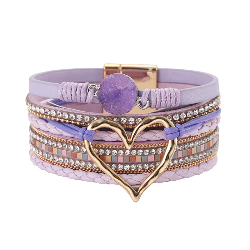 Bohemian Rhinestone Leather Bracelet — bracelet, view 11