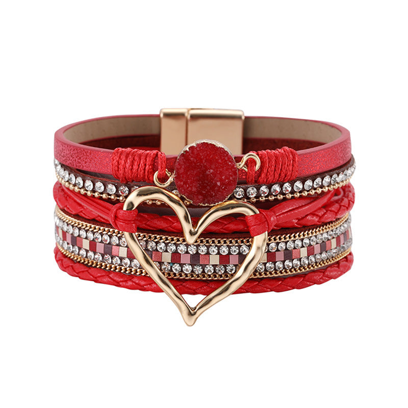 Bohemian Rhinestone Leather Bracelet — bracelet, view 12