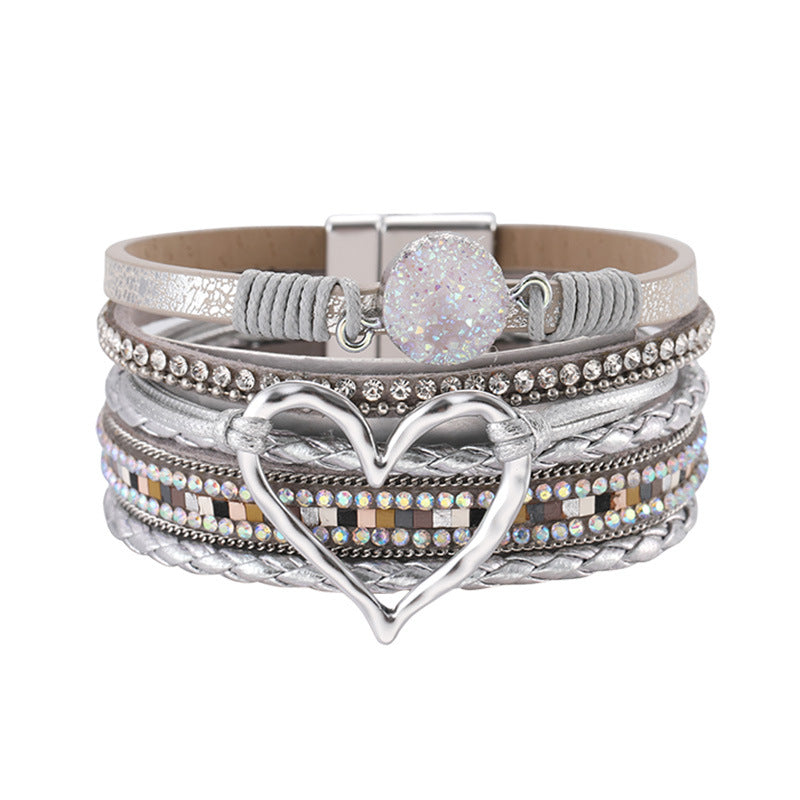 Bohemian Rhinestone Leather Bracelet — bracelet, view 13