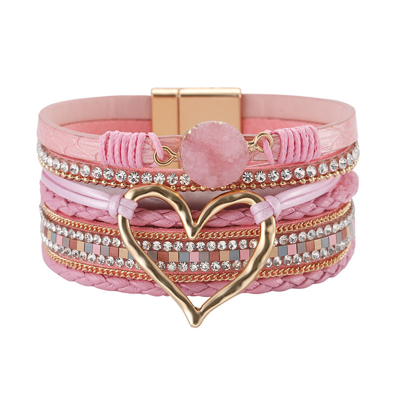 Bohemian Rhinestone Leather Bracelet — bracelet, view 14
