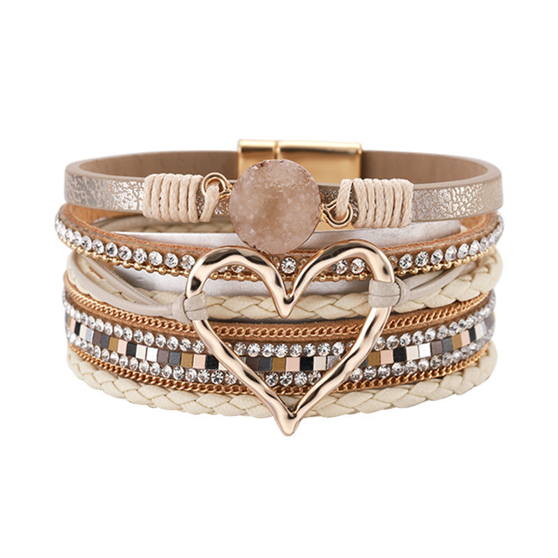 Bohemian Rhinestone Leather Bracelet — bracelet, view 15