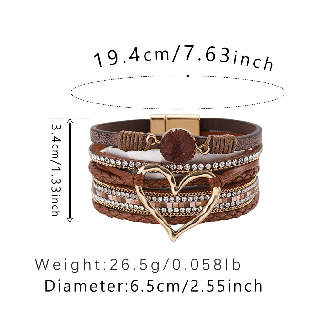 Bohemian Rhinestone Leather Bracelet — bracelet, view 16