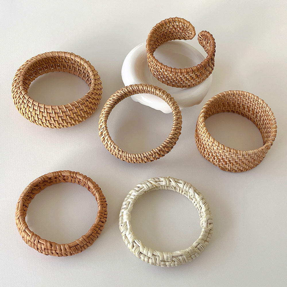 Braided Straw-Weave Bangle — bracelet