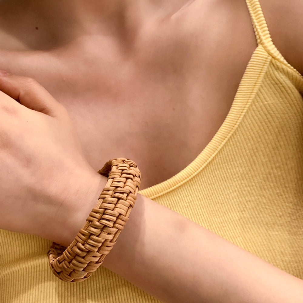 Braided Straw-Weave Bangle — bracelet, view 2