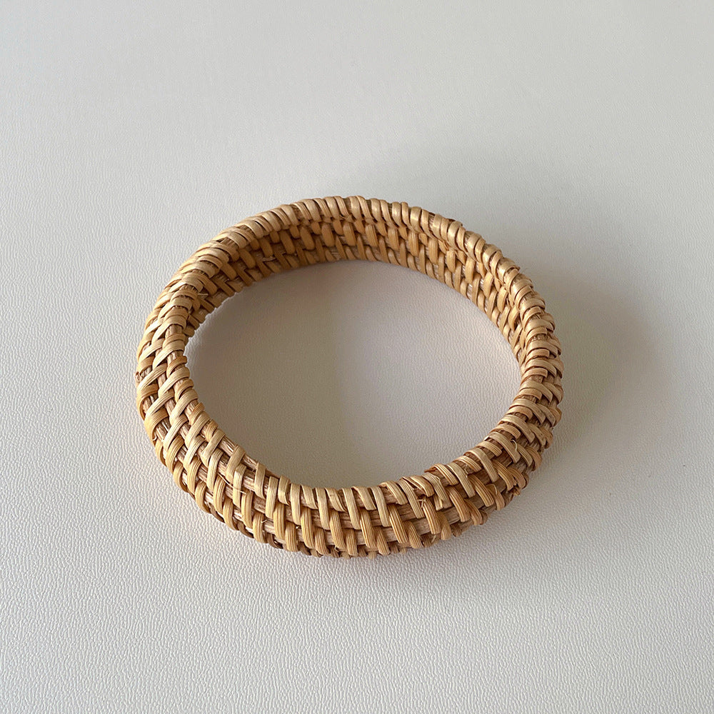 Braided Straw-Weave Bangle — bracelet, view 4