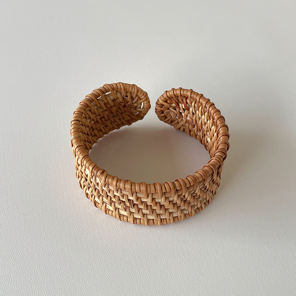Braided Straw-Weave Bangle — bracelet, view 5