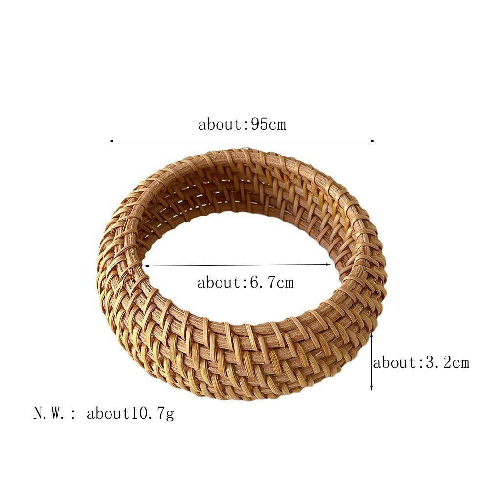 Braided Straw-Weave Bangle — bracelet, view 9