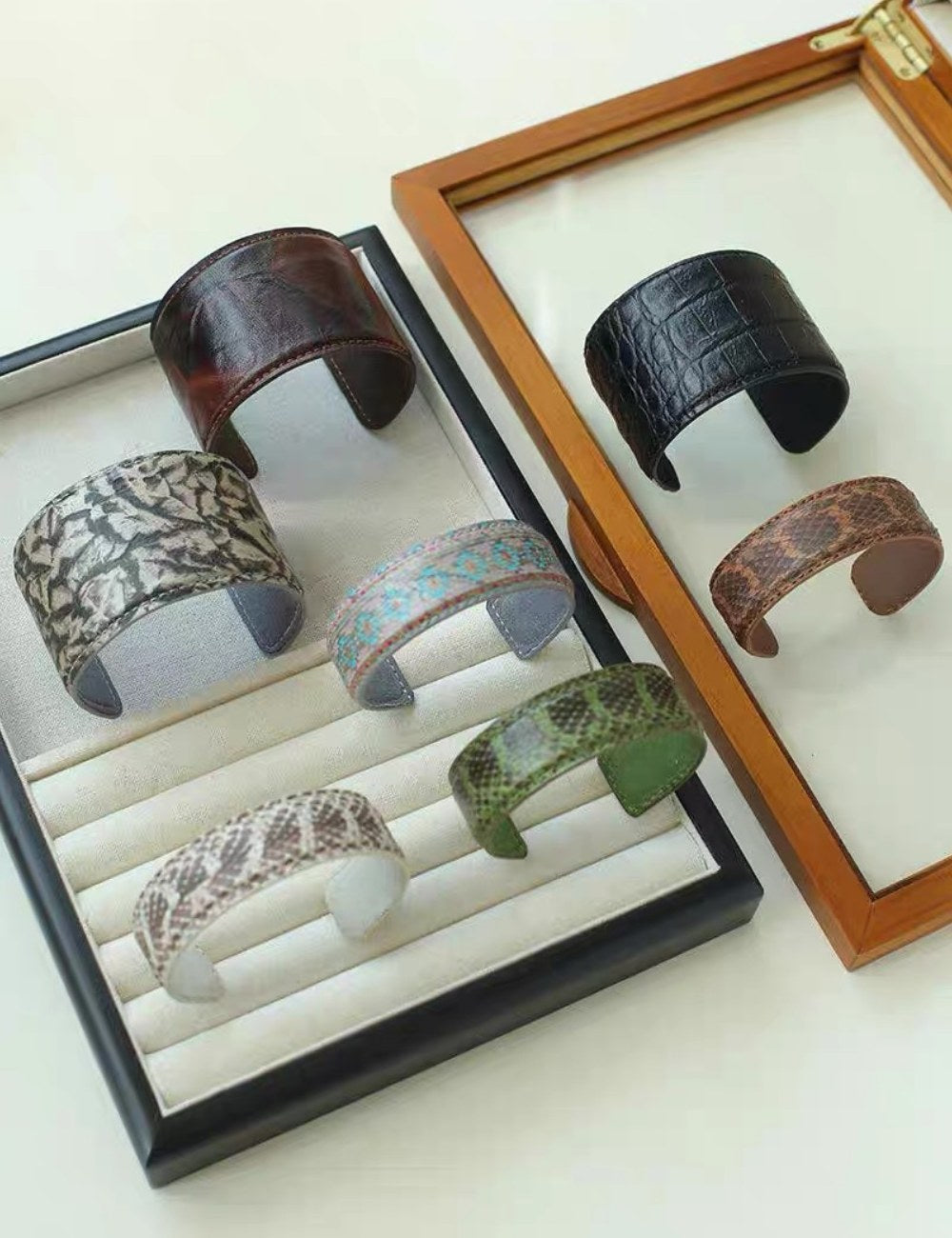 Leopard Print Wide Leather Cuff — bracelet