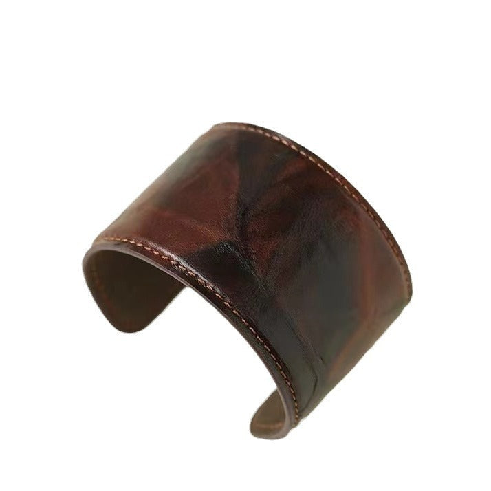 Leopard Print Wide Leather Cuff — bracelet, view 2