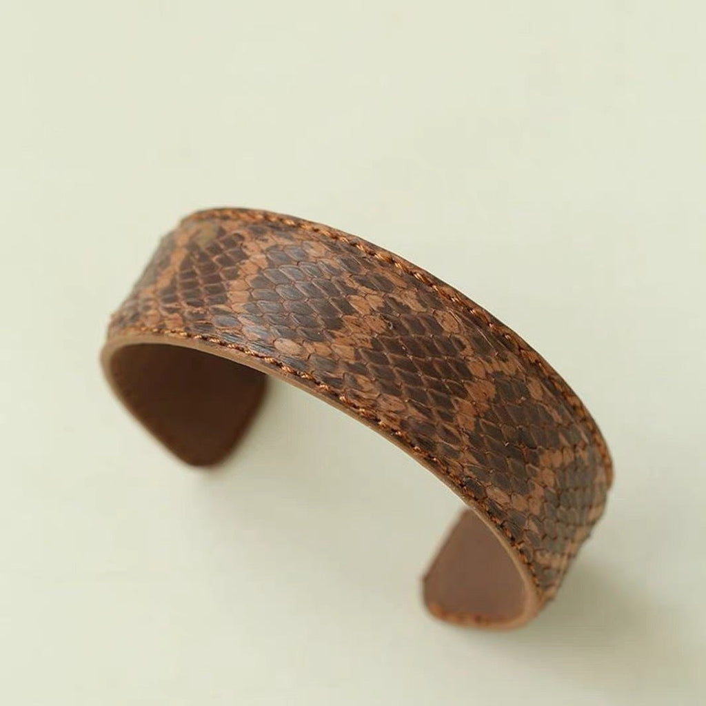 Leopard Print Wide Leather Cuff — bracelet, view 3