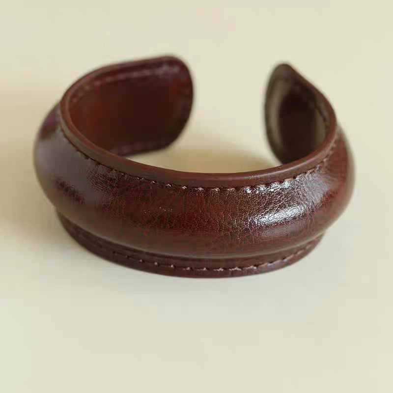 Leopard Print Wide Leather Cuff — bracelet, view 4