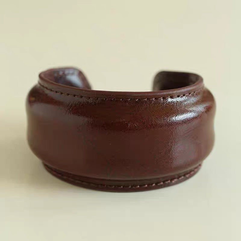 Leopard Print Wide Leather Cuff — bracelet, view 6