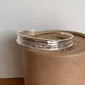 Pleated Wide Steel Bangle — silver bracelet