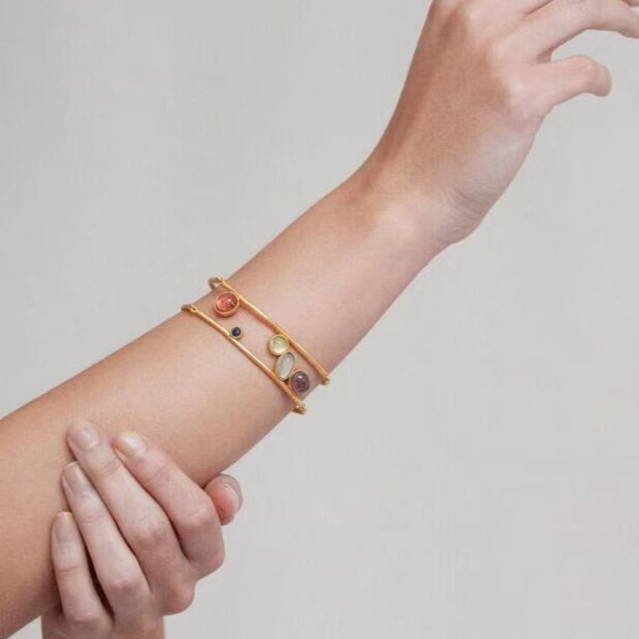 Hollow Out Layered Bracelet — gold bracelet, view 3