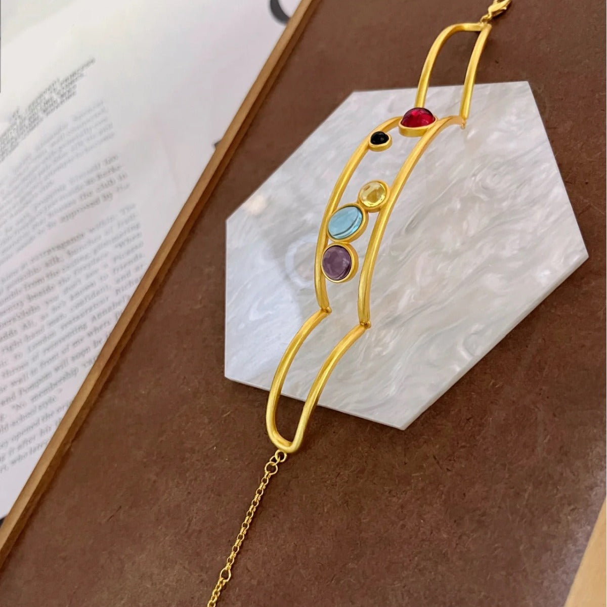 Hollow Out Layered Bracelet — gold bracelet, view 4