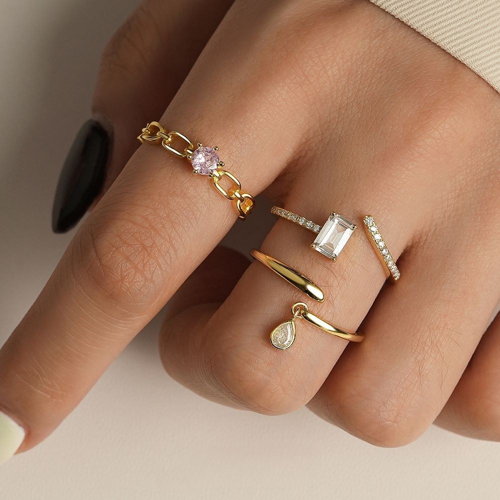 Layered Zircon Adjustable Ring — ring, view 4
