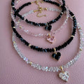 Crystal Beaded Heart Pendant Necklace — necklace