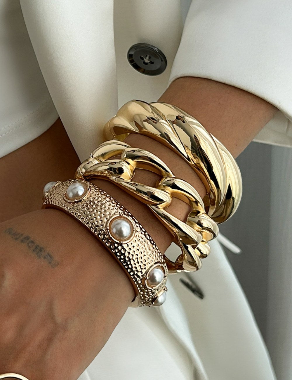 Twisted Gold Bangle Bracelet — bracelet