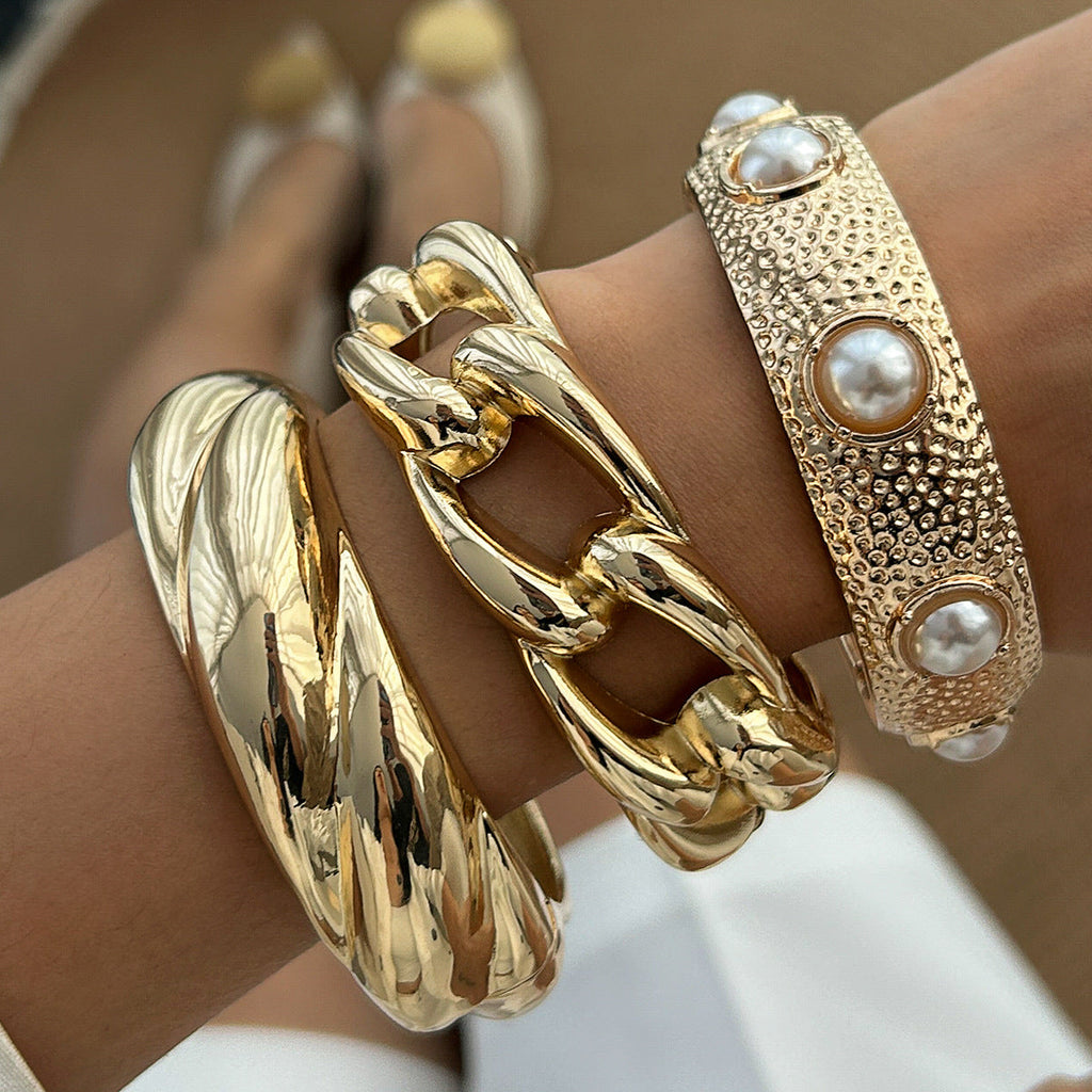 Twisted Gold Bangle Bracelet — bracelet, view 2