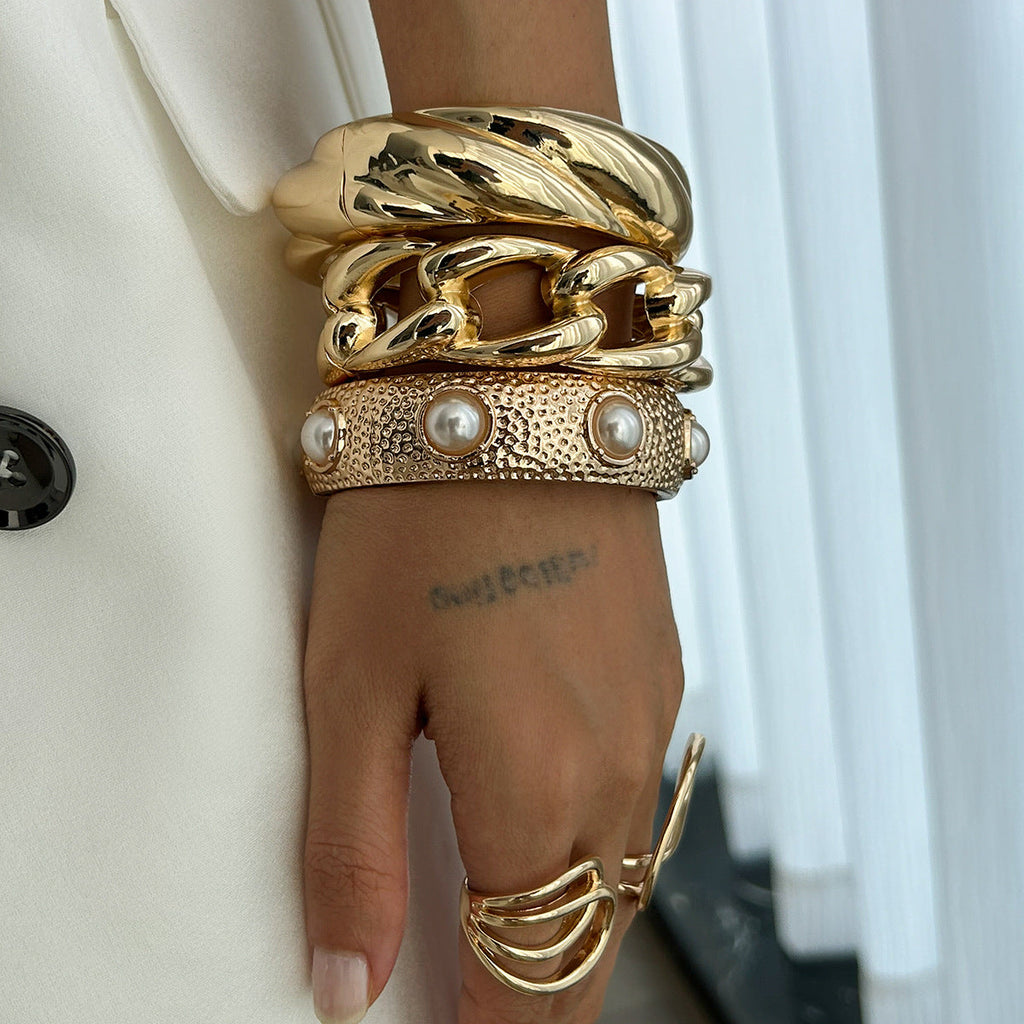 Twisted Gold Bangle Bracelet — bracelet, view 3