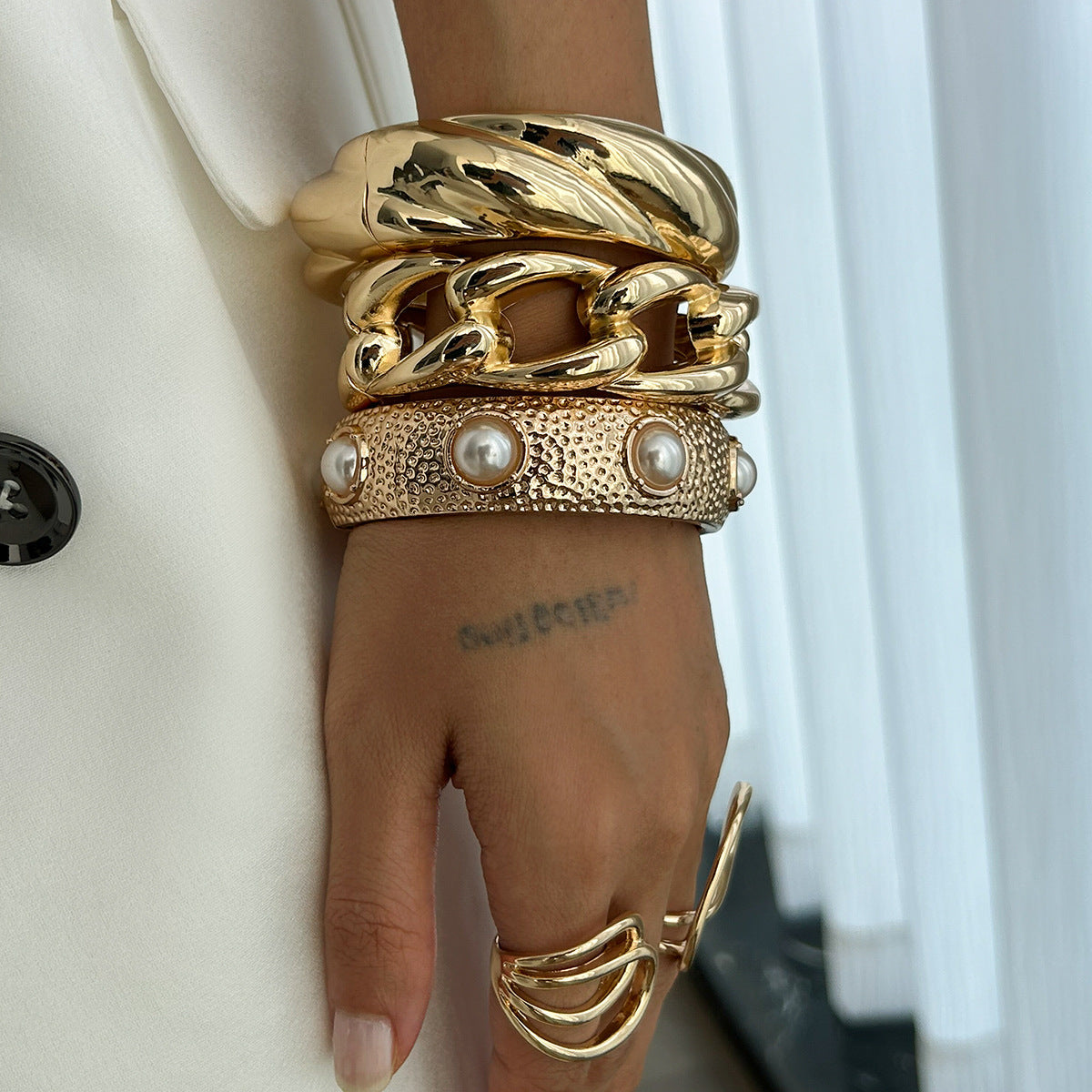 Twisted Gold Bangle Bracelet — bracelet, view 3