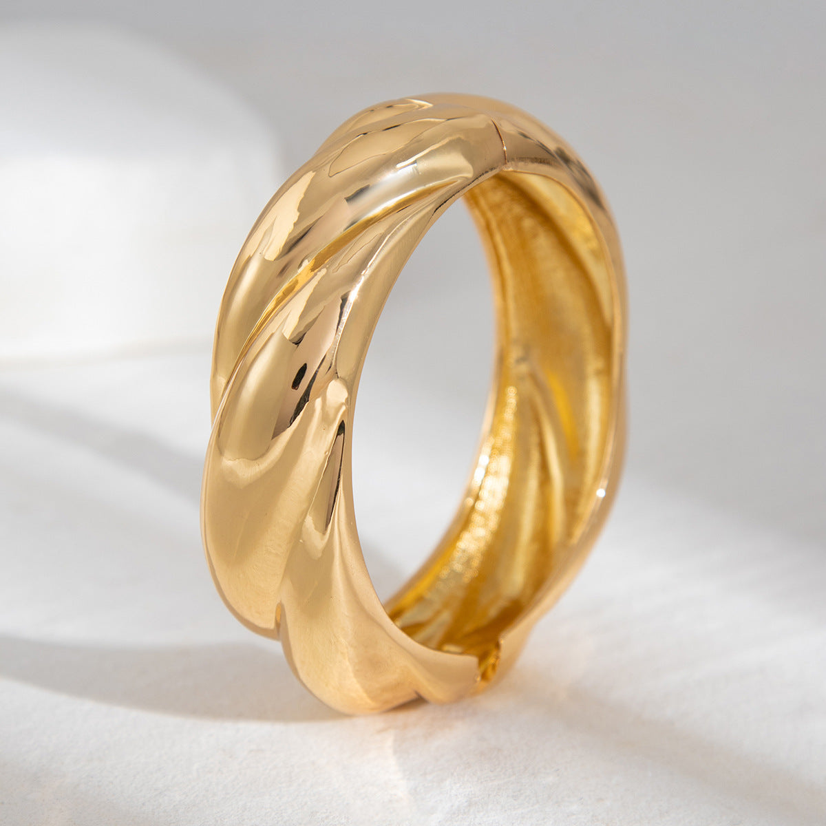 Twisted Gold Bangle Bracelet — bracelet, view 6