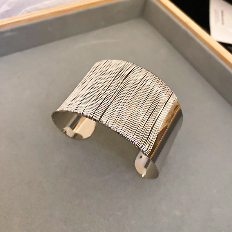 Wide Woven Gold-Tone Cuff Bracelet — bracelet, view 5