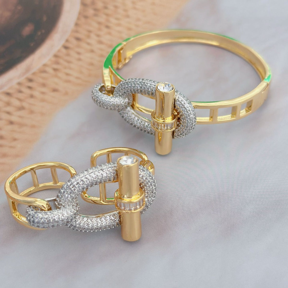 Zircon Studded Wrap Bracelet — bracelet, view 2