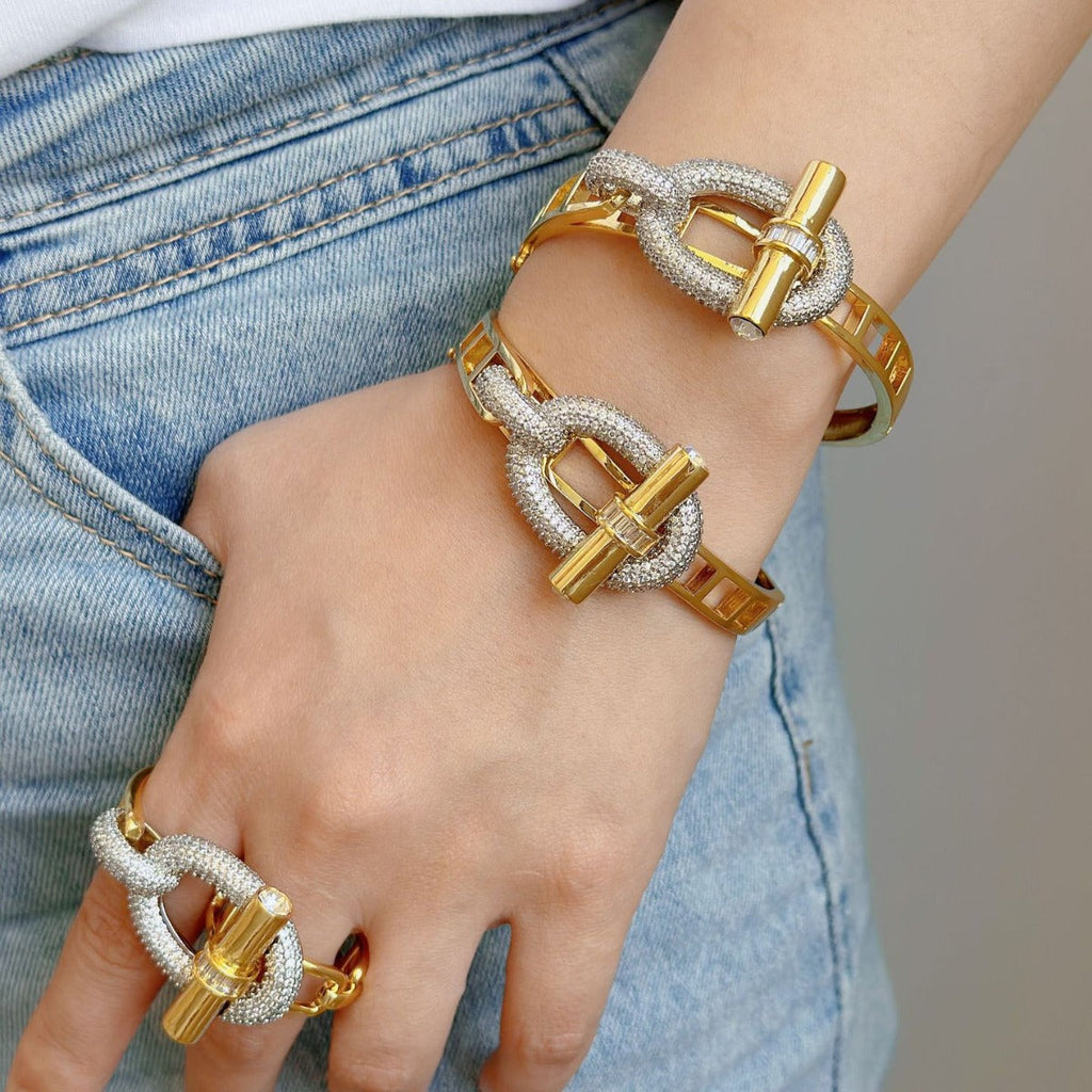 Zircon Studded Wrap Bracelet — bracelet, view 3