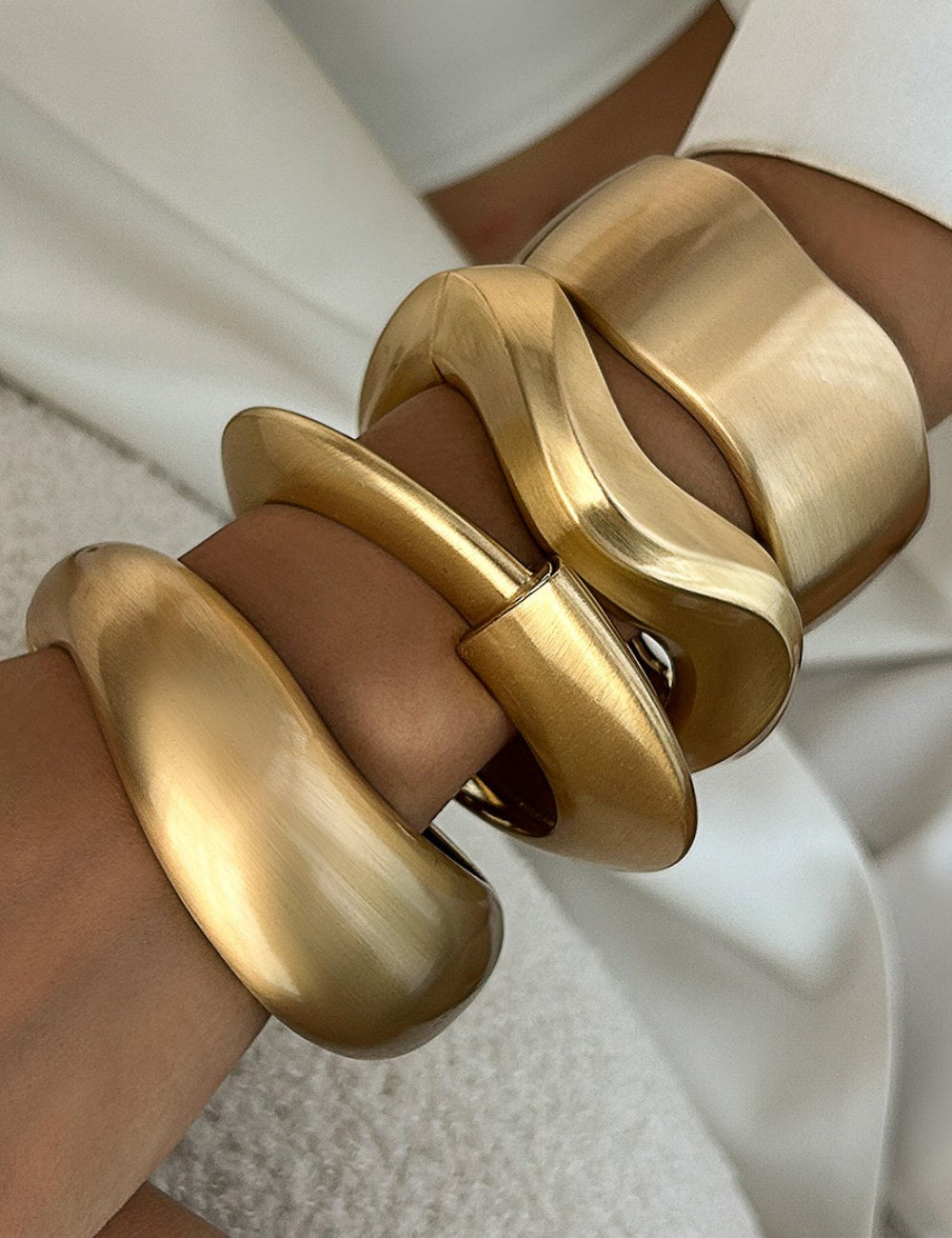 Matte Irregular Wide Bangle — gold bracelet