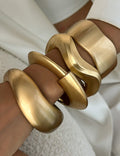 Matte Irregular Wide Bangle — gold bracelet