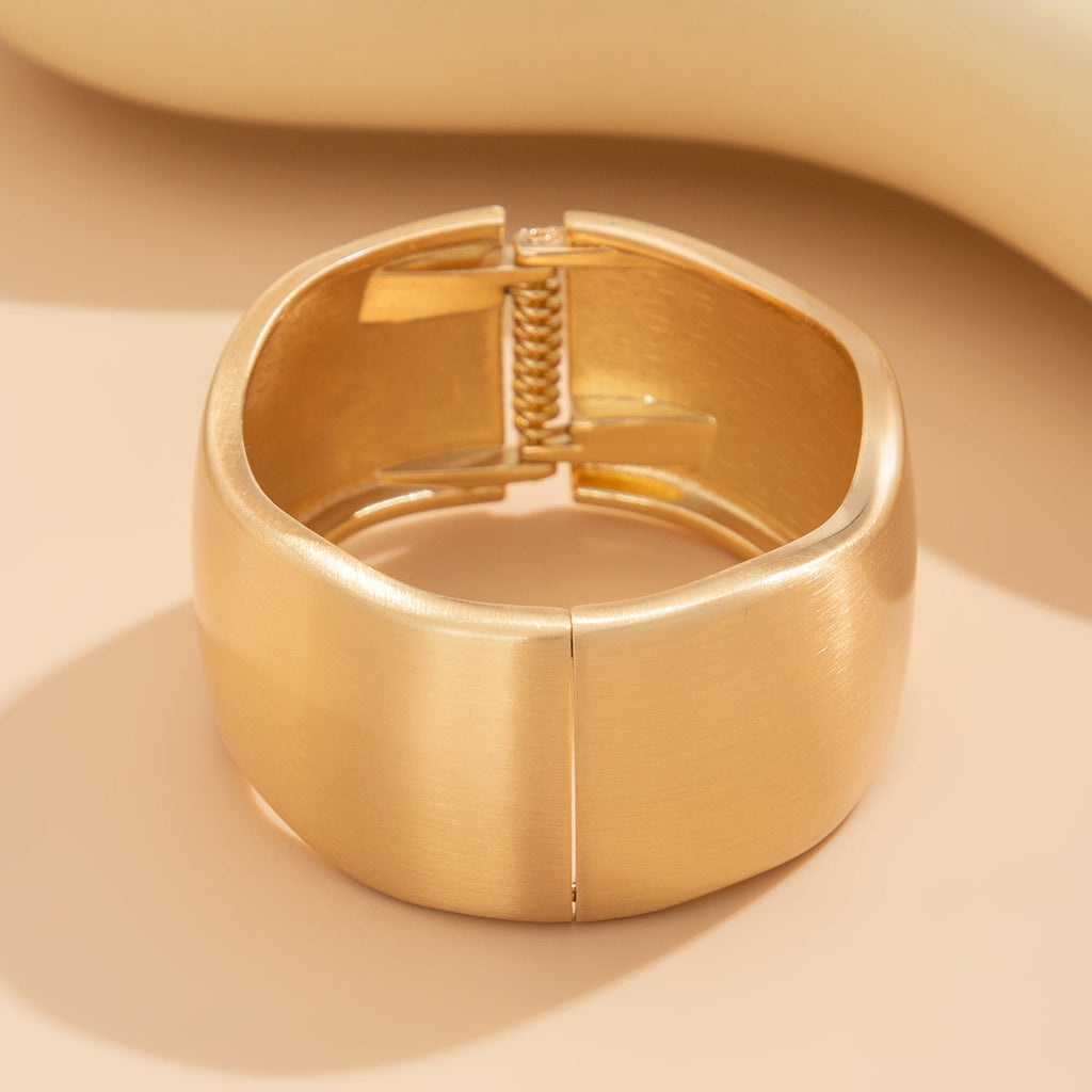 Matte Irregular Wide Bangle — gold bracelet, view 3