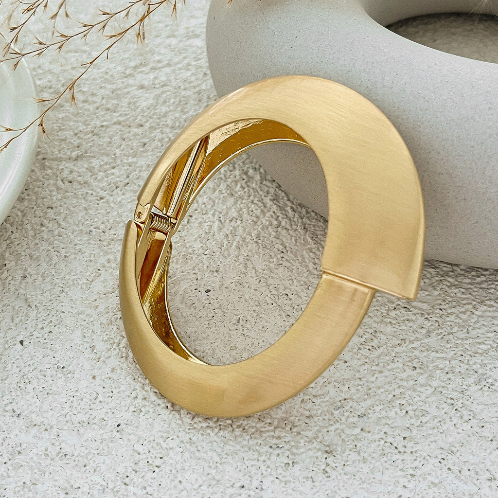 Matte Irregular Wide Bangle — gold bracelet, view 5