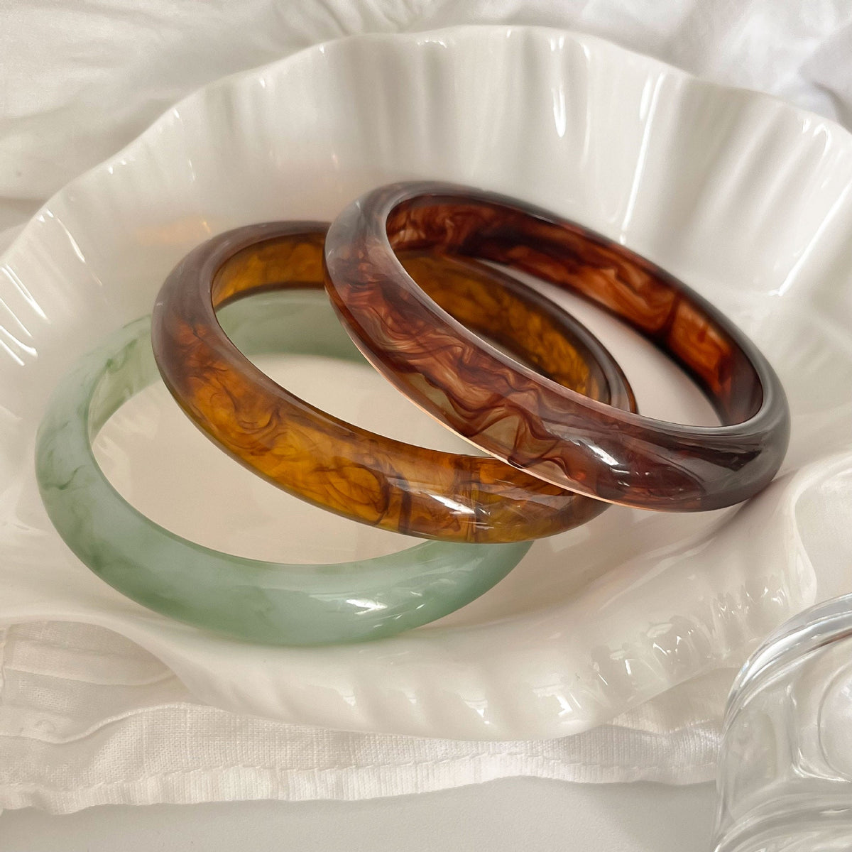 Round Marbled Resin Bangle — bracelet, view 2
