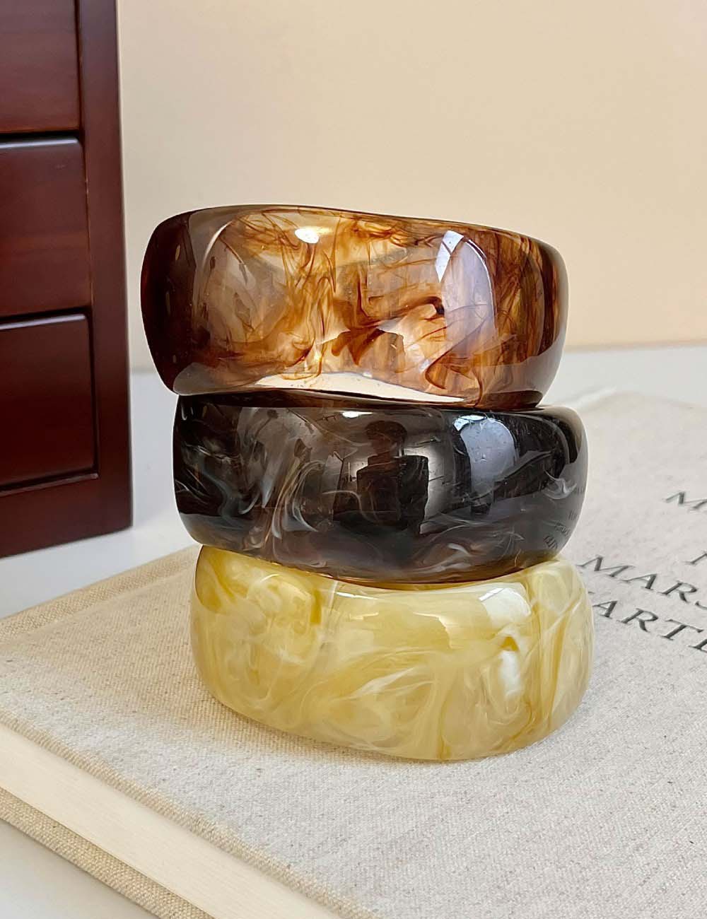 Wide Marbled Acrylic Cuff — bracelet