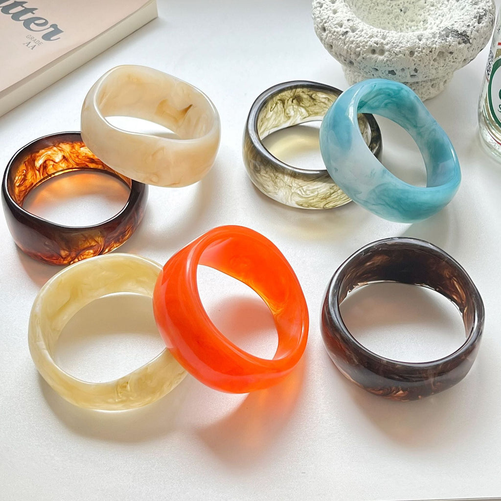 Wide Marbled Acrylic Cuff — bracelet, view 2