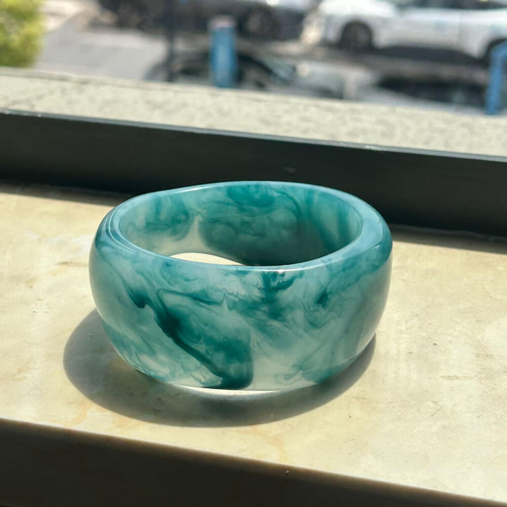 Wide Marbled Acrylic Cuff — bracelet, view 3
