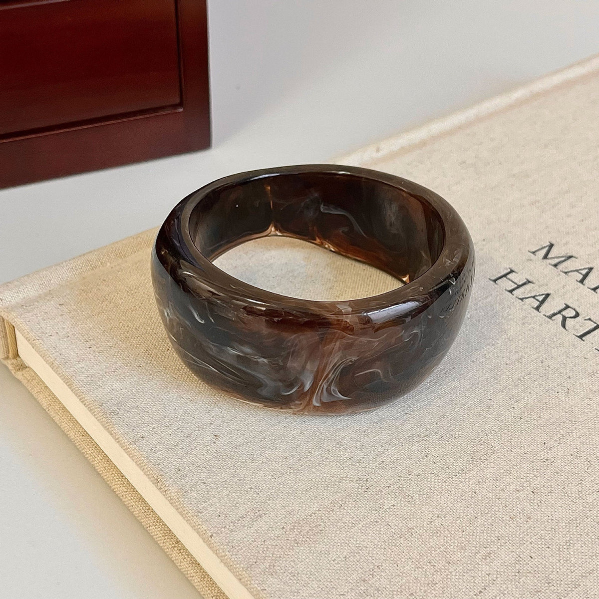 Wide Marbled Acrylic Cuff — bracelet, view 4