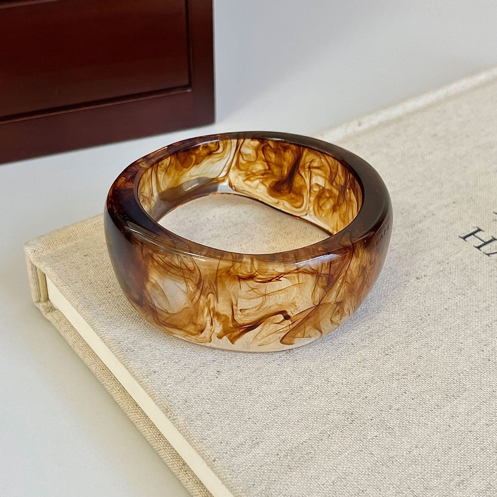 Wide Marbled Acrylic Cuff — bracelet, view 5