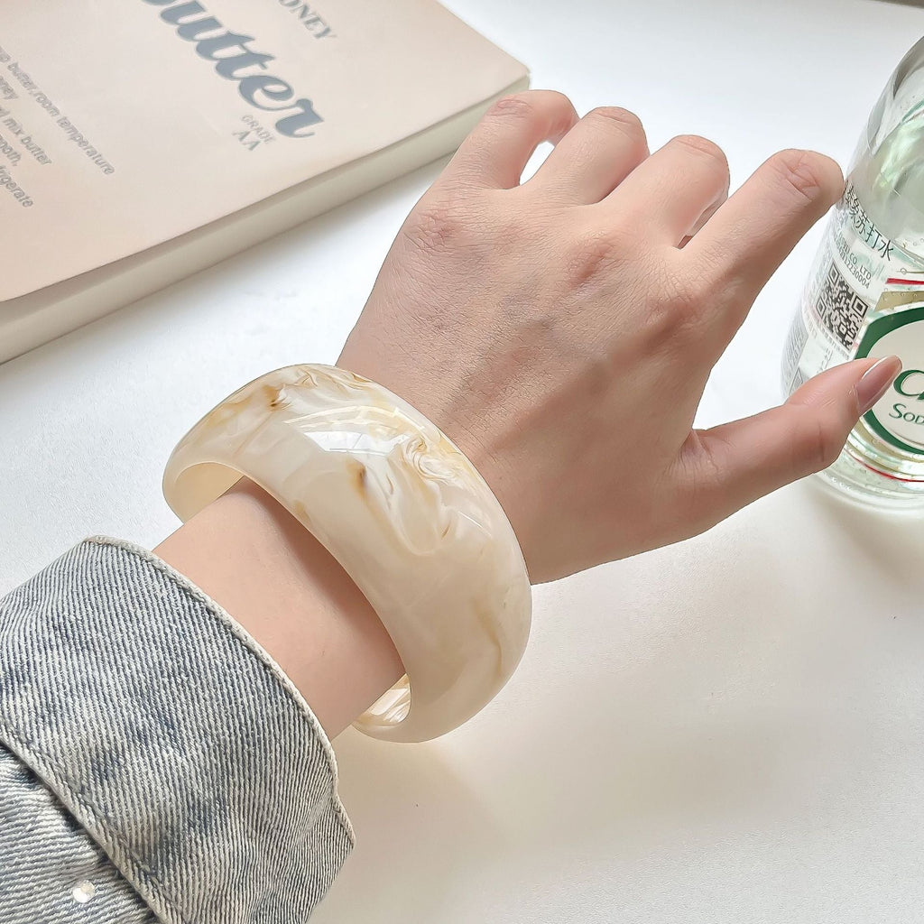 Wide Marbled Acrylic Cuff — bracelet, view 6