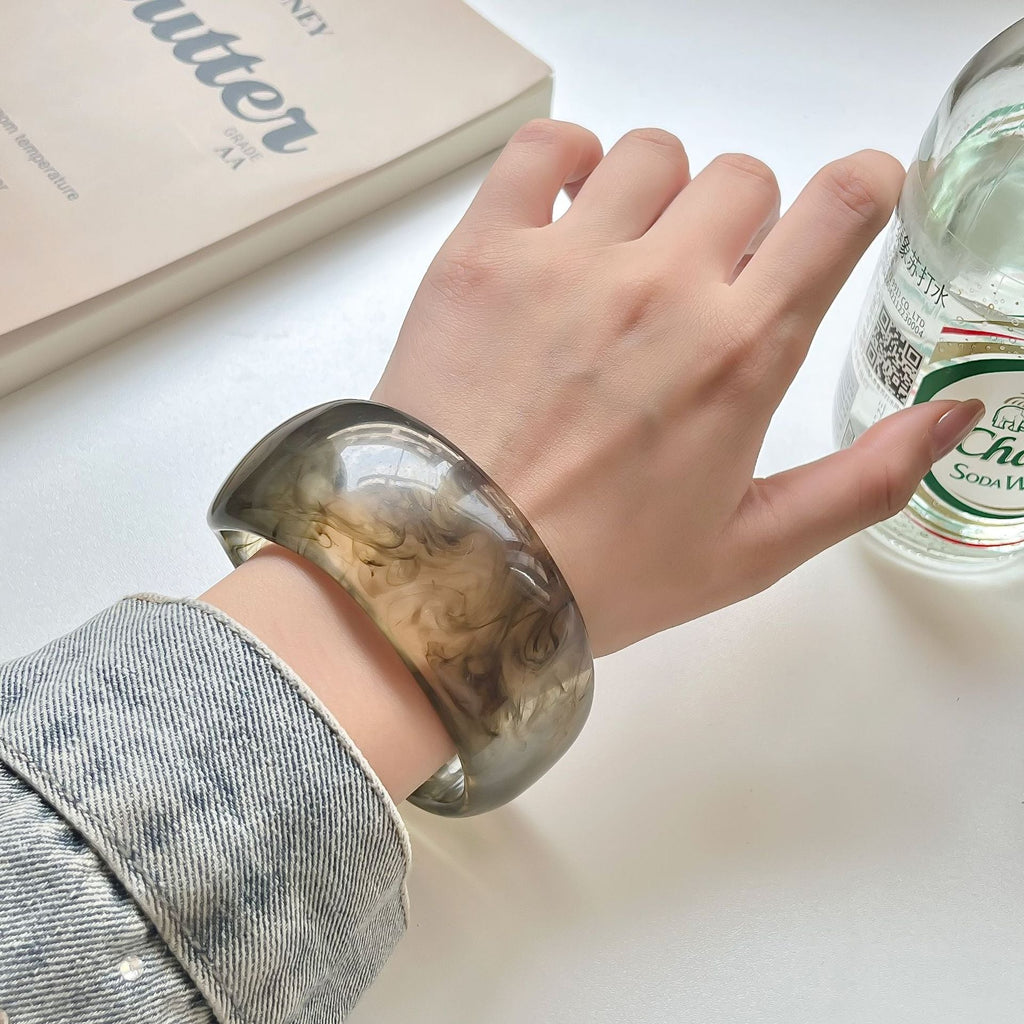 Wide Marbled Acrylic Cuff — bracelet, view 9