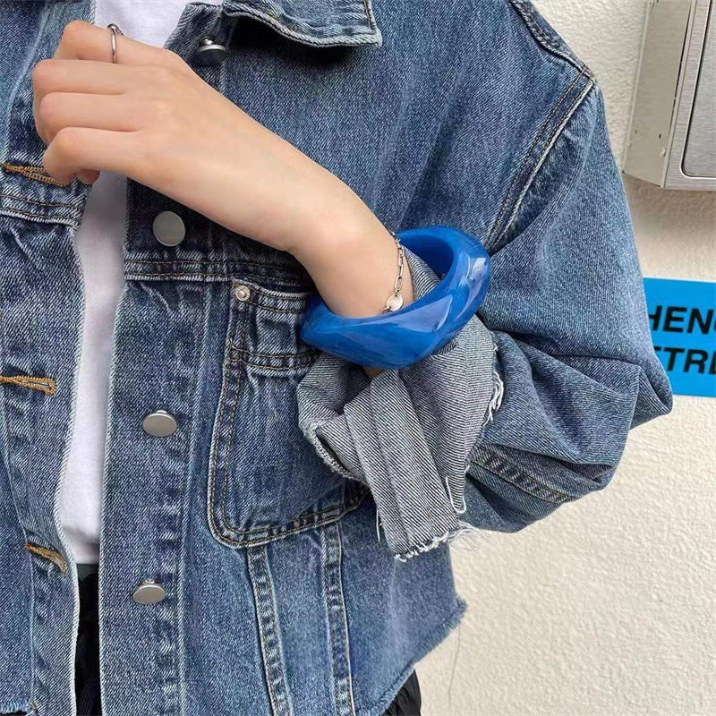 Layered Geometric Acrylic Bracelet — bracelet, view 3