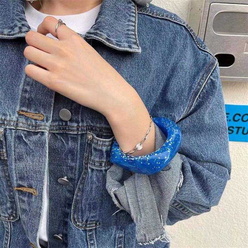 Layered Geometric Acrylic Bracelet — bracelet, view 4