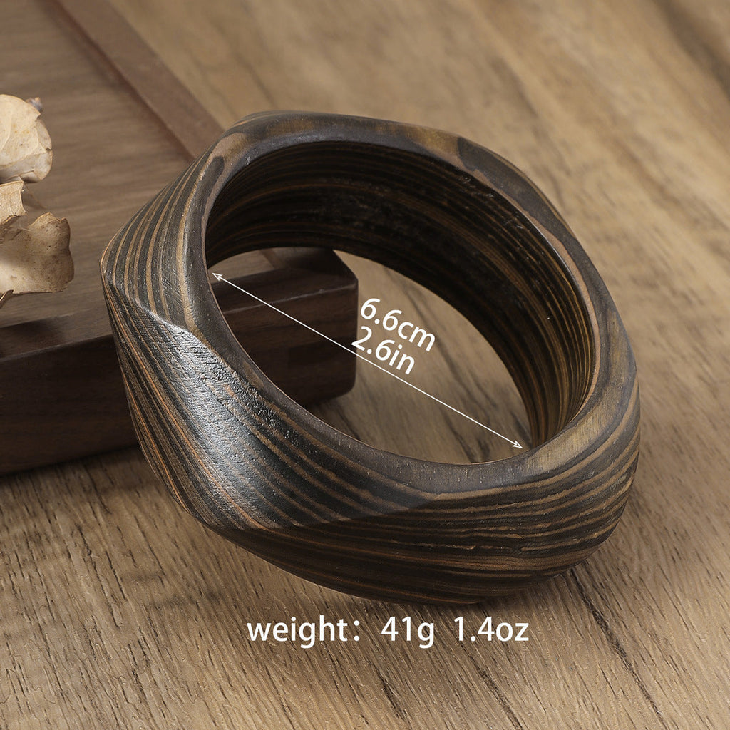 Striped Irregular Wood Bracelet — bracelet, view 2