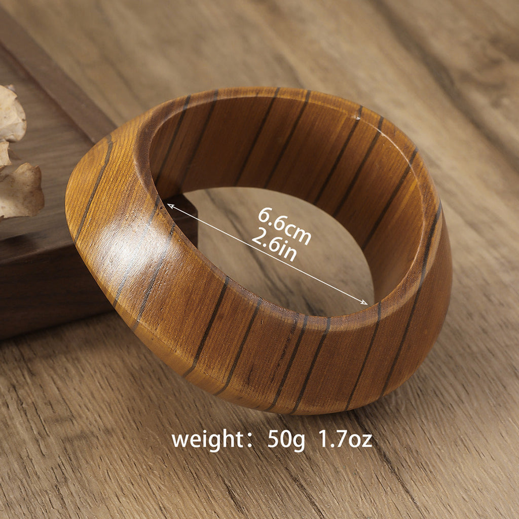 Striped Irregular Wood Bracelet — bracelet, view 4