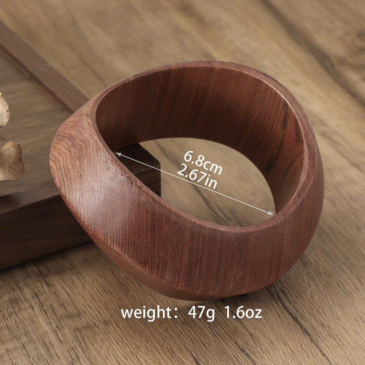 Striped Irregular Wood Bracelet — bracelet, view 5
